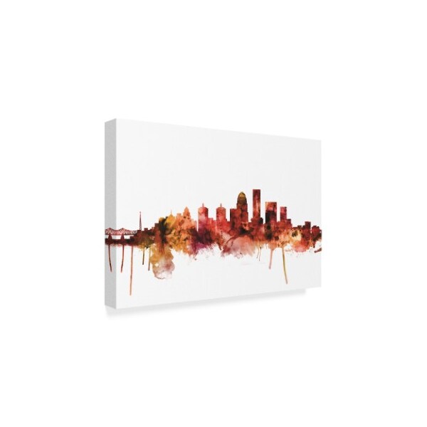 Michael Tompsett 'Louisville Kentucky City Skyline Red' Canvas Art,30x47